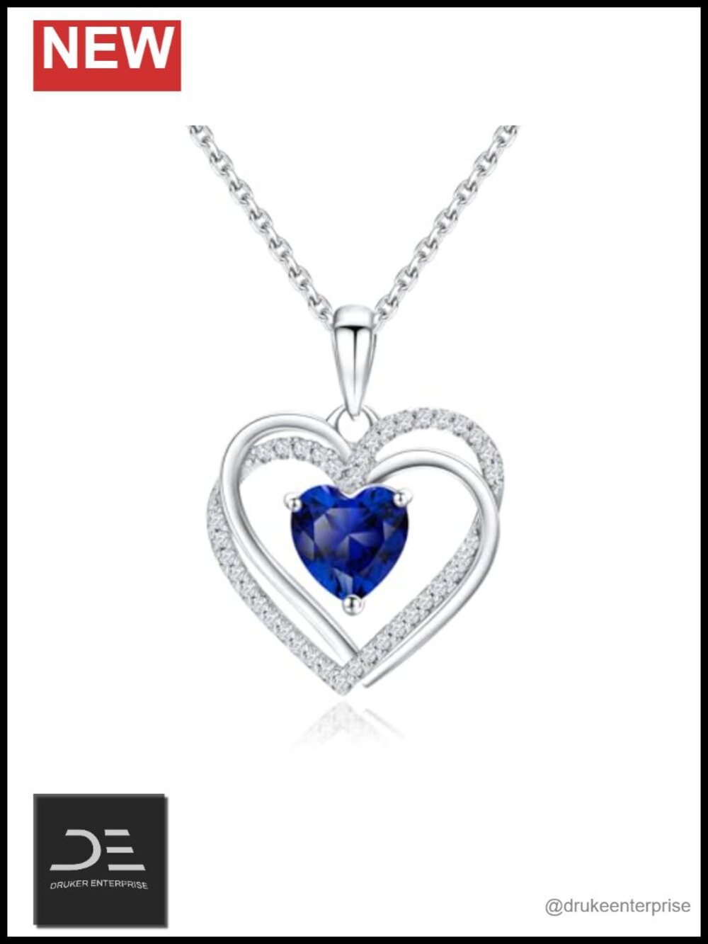 14K Gold Plated Sterling Silver Birthstone Heart Pendant Necklace, 18 Inch Chain
